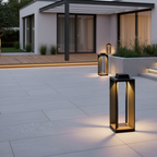 Black Solar Camping Lantern — Dusk to Dawn Dual Power Modern Design