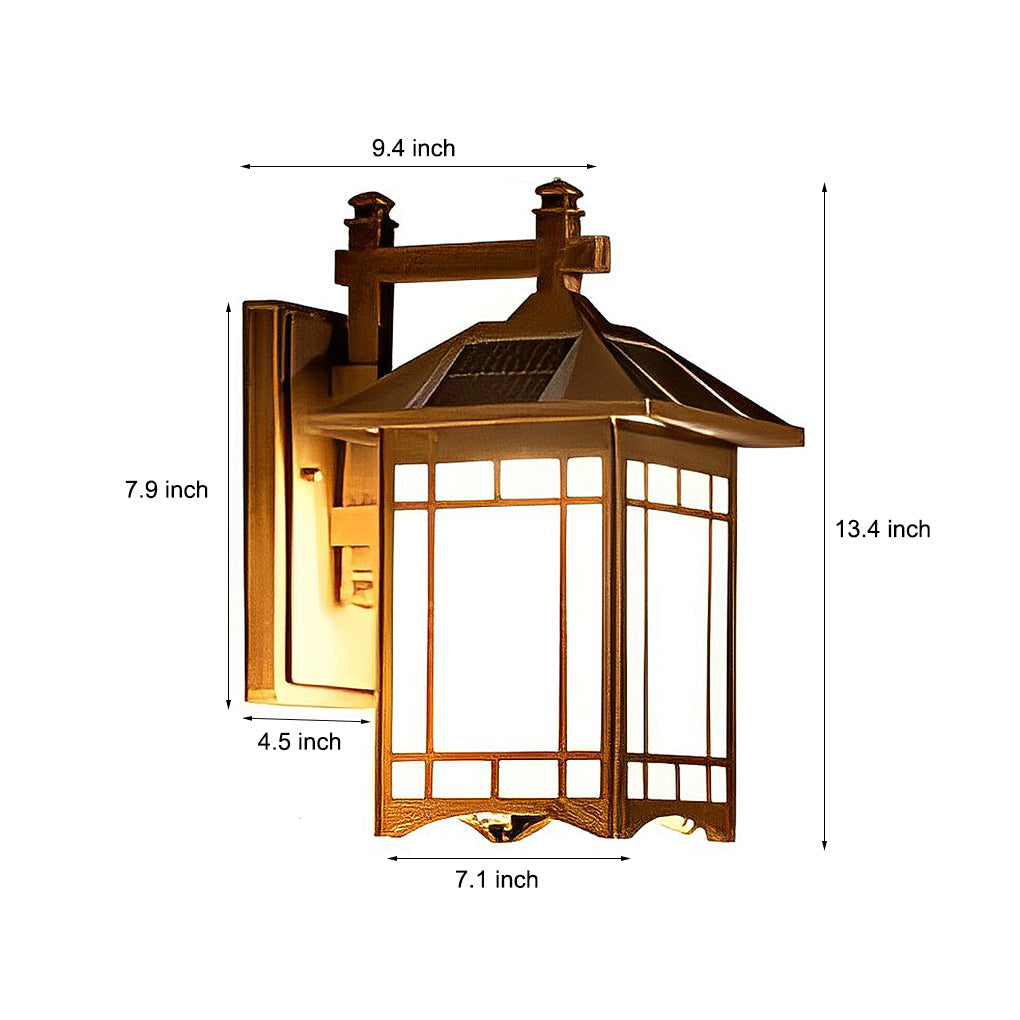 Black Solar Die-Cast Aluminium Outdoor Wall Sconce — Bronze Glass Shade