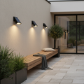 Black Solar Outdoor Wall Lantern — Adjustable Panel Warm White Garden