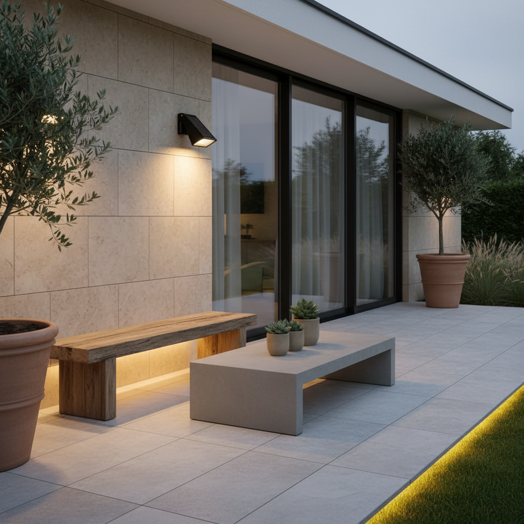 Black Solar Outdoor Wall Lantern — Adjustable Panel Warm White Garden