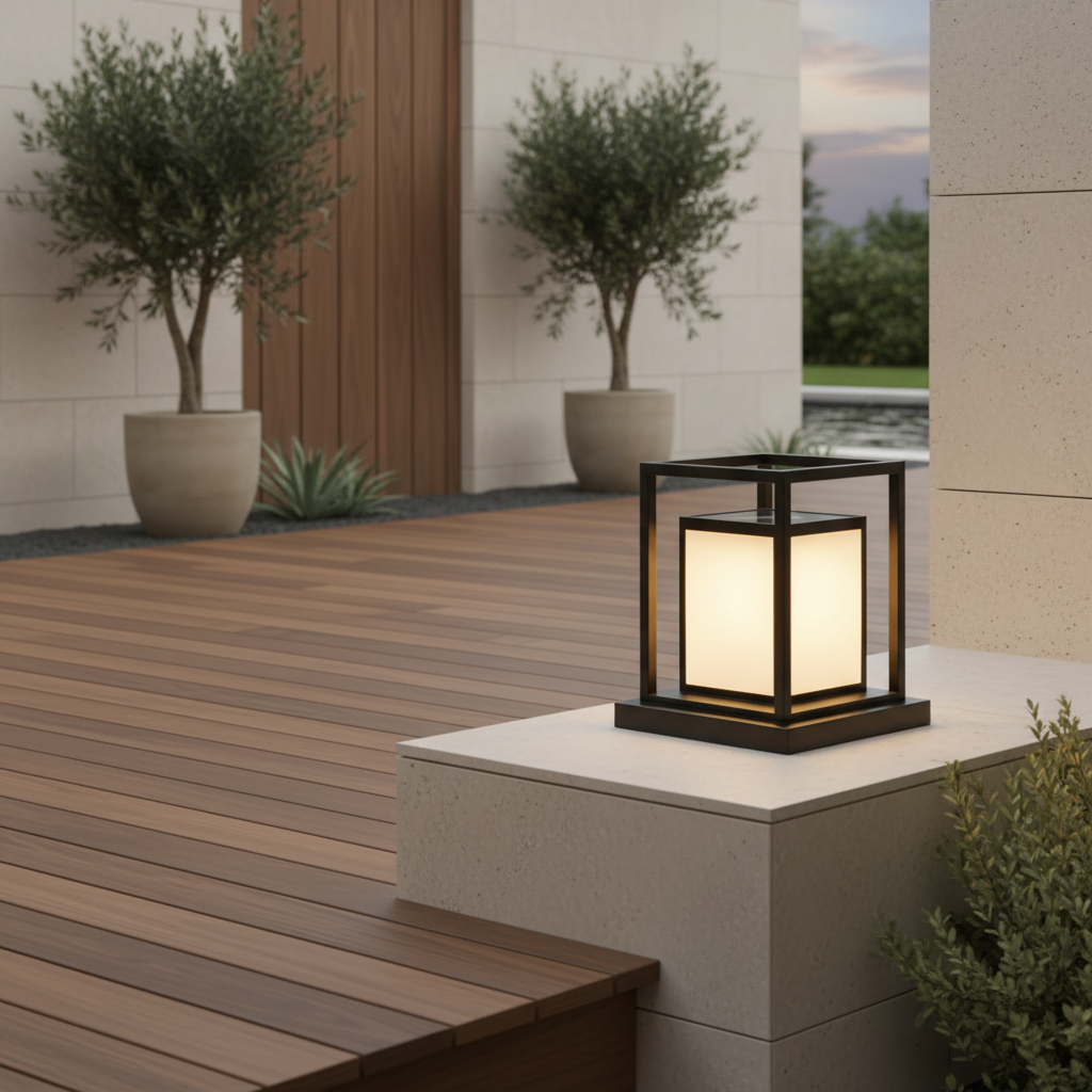 Black Solar Outdoor Wall Lantern — Dual Power Hardwired or Solar