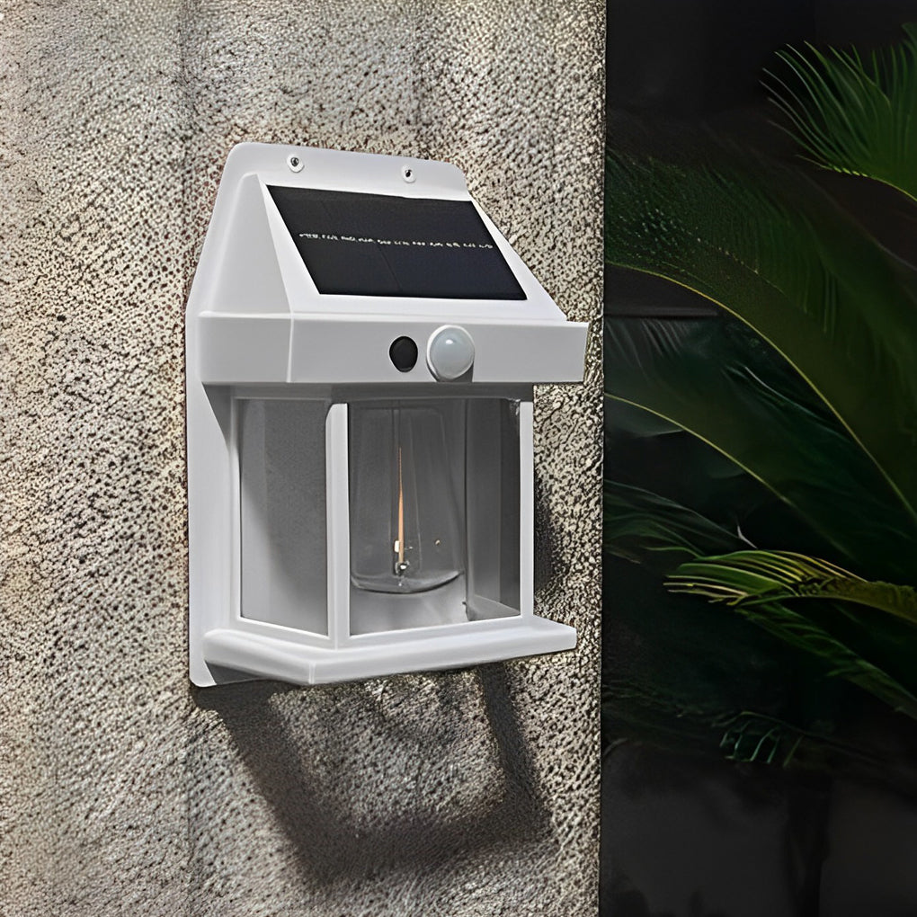 Black Solar Outdoor Wall Lantern — IP65 Eco Friendly Small Profile
