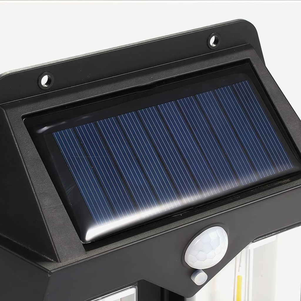 Black Solar Outdoor Wall Lantern — IP65 Eco Friendly Small Profile