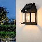 Black Solar Outdoor Wall Lantern — IP65 Eco Friendly Small Profile