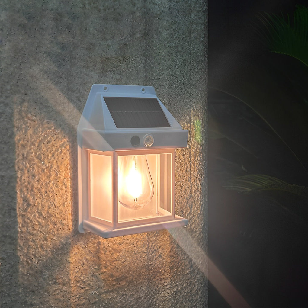 Black Solar Outdoor Wall Lantern — IP65 Eco Friendly Small Profile