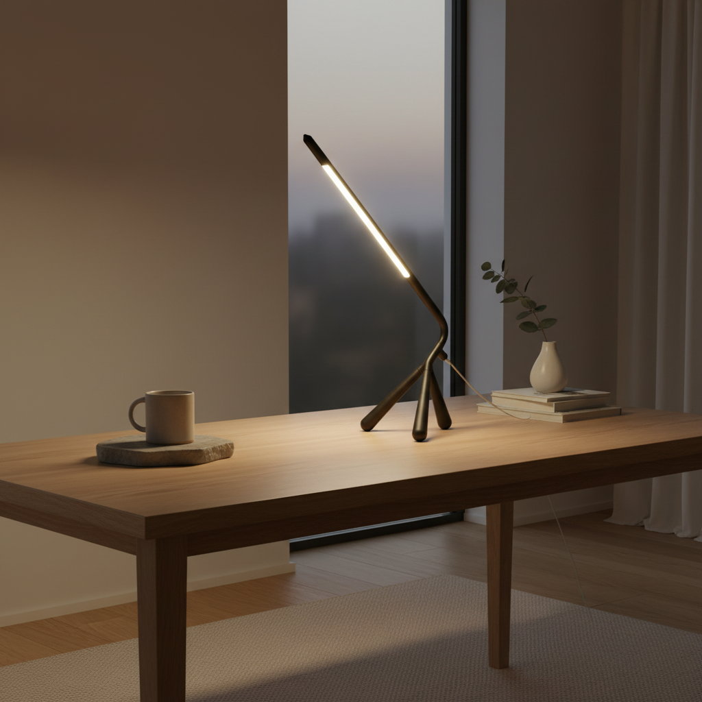 Black Three-Legged Dimmable Eye-Care Minimalist LED Bedroom Table Lamp