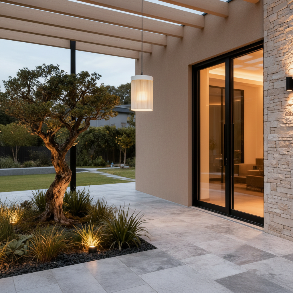 Black Waterproof Outdoor LED Pendant Light — Stainless Steel Modern Hanging