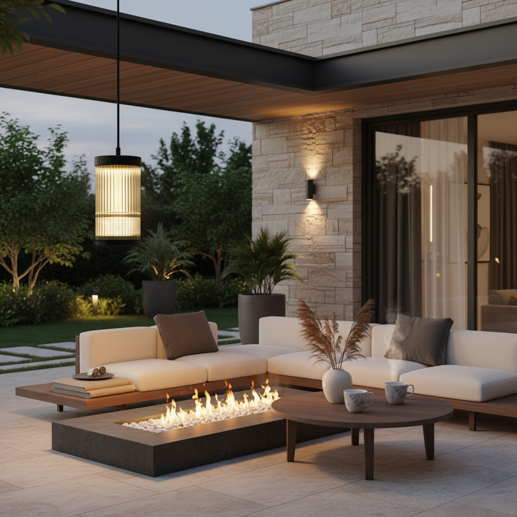 Black Waterproof Outdoor LED Pendant Light — Stainless Steel Modern Hanging