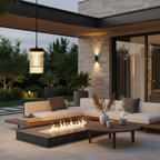 Black Waterproof Outdoor LED Pendant Light — Stainless Steel Modern Hanging