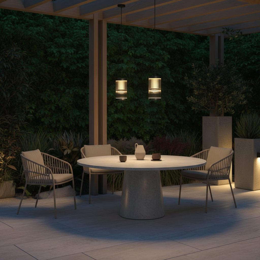 Black Waterproof Outdoor LED Pendant Light — Stainless Steel Modern Hanging