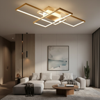 Black White Multi-Tiered Dimmable LED Flush Mount — Warm White Ceiling