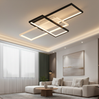 Black White Multi-Tiered Dimmable LED Flush Mount — Warm White Ceiling