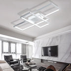 Black White Multi-Tiered Dimmable LED Flush Mount — Warm White Ceiling