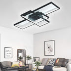 Black White Multi-Tiered Dimmable LED Flush Mount — Warm White Ceiling