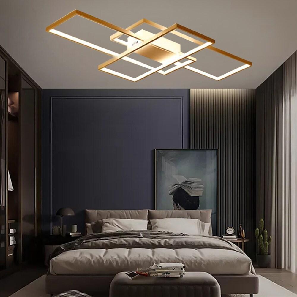 Black White Multi-Tiered Dimmable LED Flush Mount — Warm White Ceiling