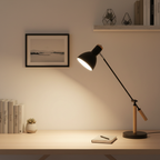 Black Wood Metal Nordic Adjustable Reading LED Desk Lamp — Contemporary