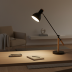 Black Wood Metal Nordic Adjustable Reading LED Desk Lamp — Contemporary
