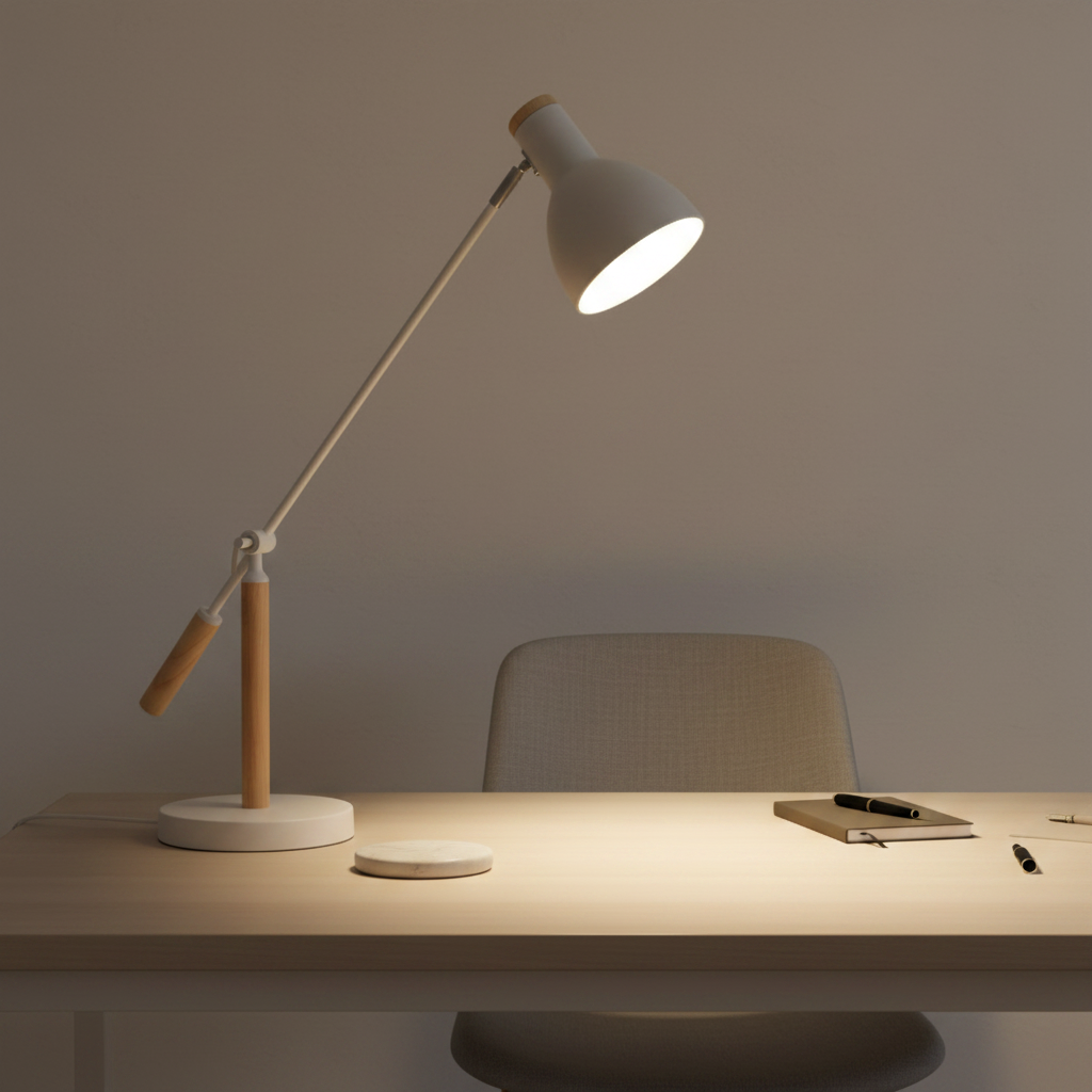 Black Wood Metal Nordic Adjustable Reading LED Desk Lamp — Contemporary