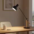 Black Wood Metal Nordic Adjustable Reading LED Desk Lamp — Contemporary