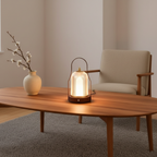 Brass Handle Moon Shape Cordless LED Bedside Table Lamp — Adjustable
