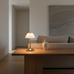 Brushed Brass Minimalist Cordless Battery Operated Bedside Table Lamp