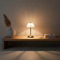 Brushed Brass Minimalist Cordless Battery Operated Bedside Table Lamp