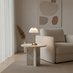 Brushed Brass Minimalist Cordless Battery Operated Bedside Table Lamp
