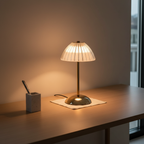 Brushed Brass Minimalist Cordless Battery Operated Bedside Table Lamp