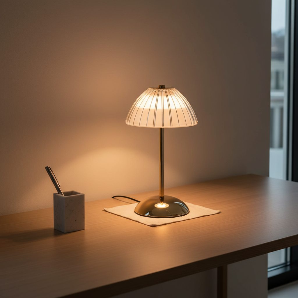 Brushed Brass Minimalist Cordless Battery Operated Bedside Table Lamp