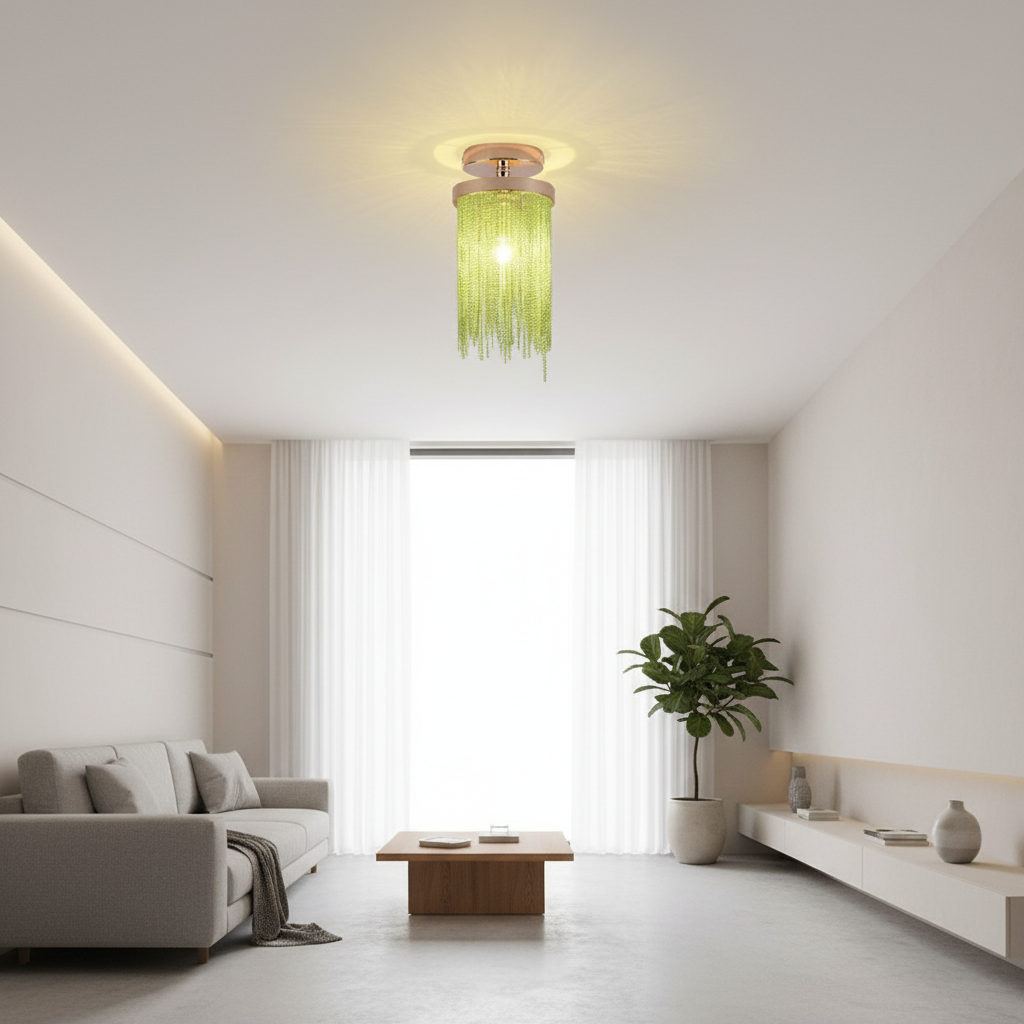 Chrome Nordic Farmhouse Artistic LED Flush Mount Ceiling Light — Modern