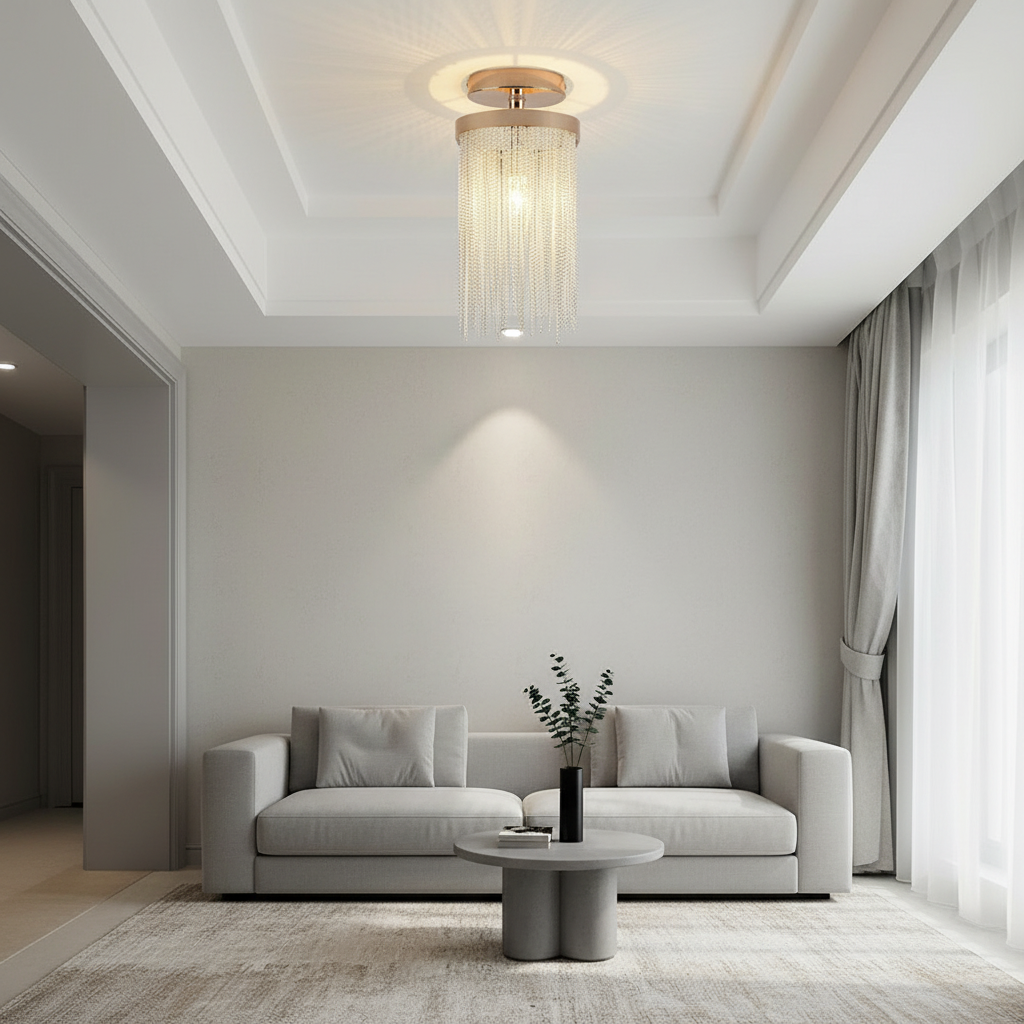 Chrome Nordic Farmhouse Artistic LED Flush Mount Ceiling Light — Modern