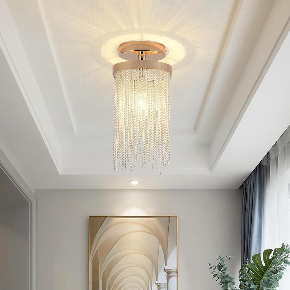 Chrome Nordic Farmhouse Artistic LED Flush Mount Ceiling Light — Modern