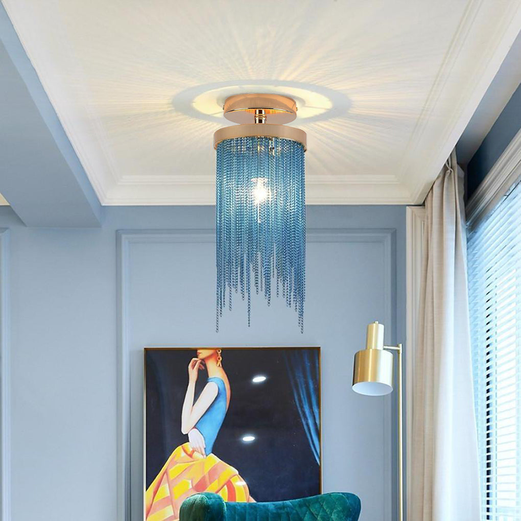 Chrome Nordic Farmhouse Artistic LED Flush Mount Ceiling Light — Modern