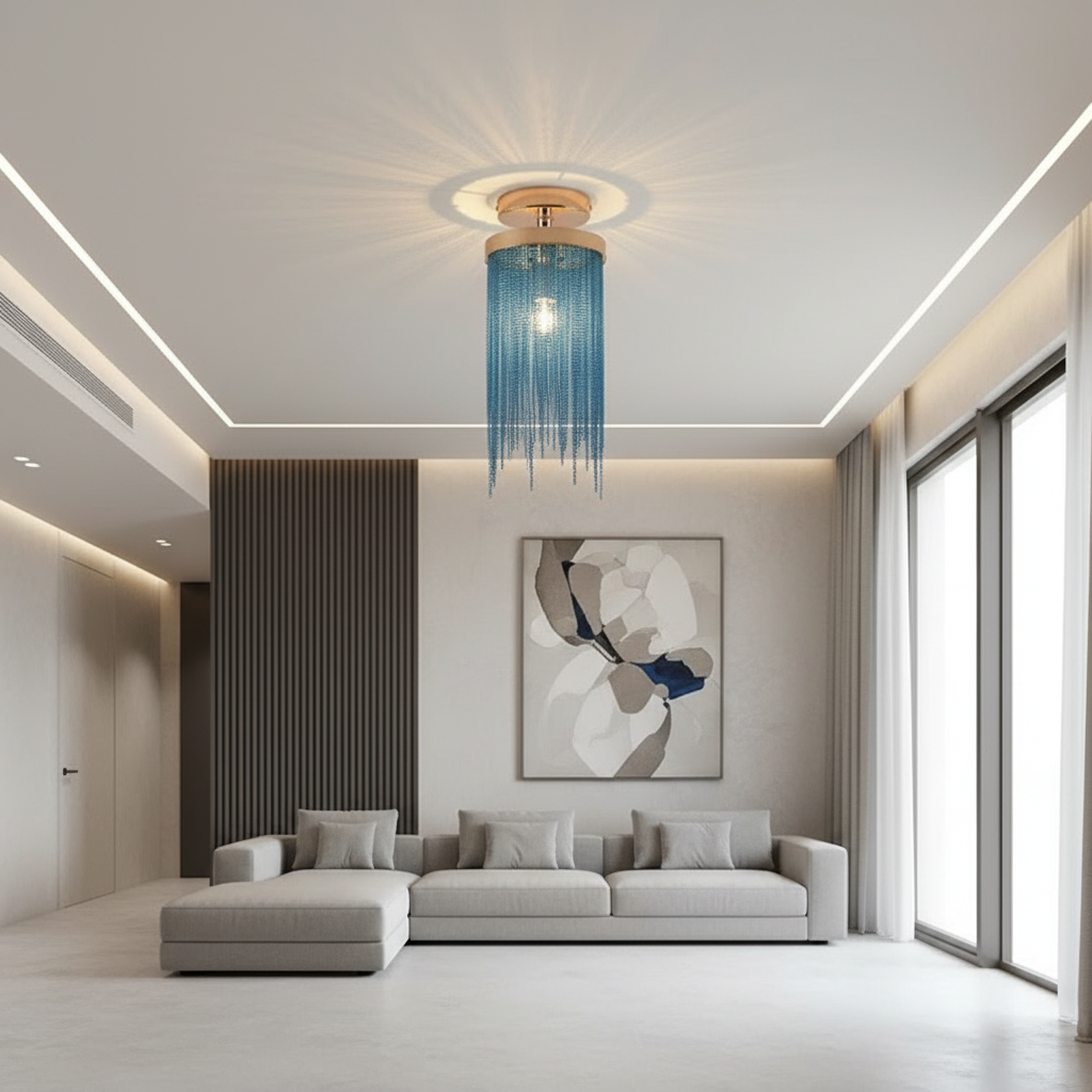 Chrome Nordic Farmhouse Artistic LED Flush Mount Ceiling Light — Modern
