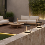 Concrete Effect Solar Garden Pillar Light — IP54 Acrylic Shade Modern