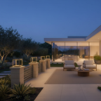 Concrete Effect Solar Garden Pillar Light — IP54 Acrylic Shade Modern