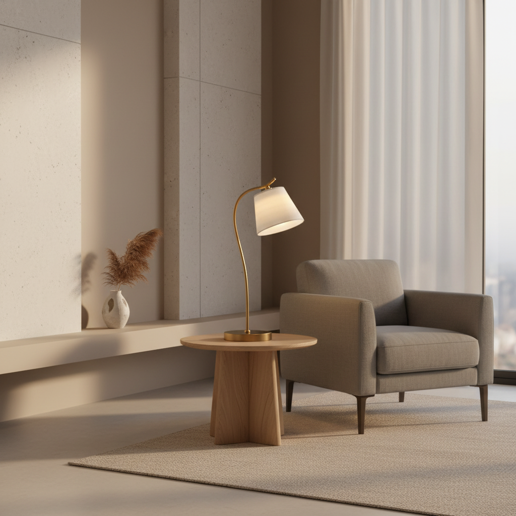 Copper Gooseneck Fabric Shade Cosy Atmosphere Home Office Desk Lamp