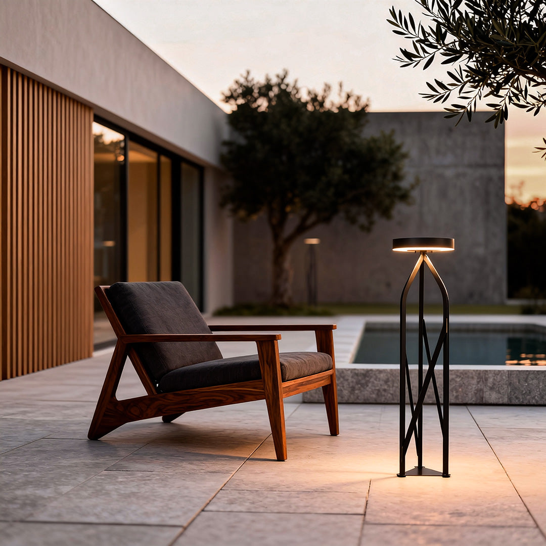 Copper Marble Vintage IP55 Outdoor Floor Lamp — Minimalist Courtyard