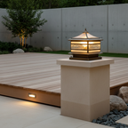 Copper Retro Solar Garden Pillar Light — Waterproof Fence Post Lamp