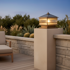 Copper Retro Solar Garden Pillar Light — Waterproof Fence Post Lamp
