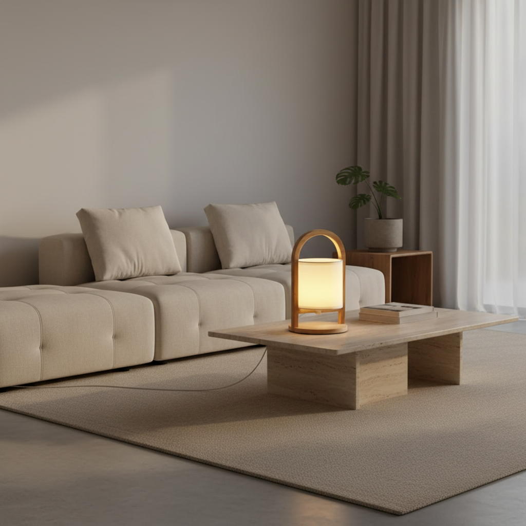 Cordless Dimmable Battery Table Lamp — Linen Shade Indoor Decorative