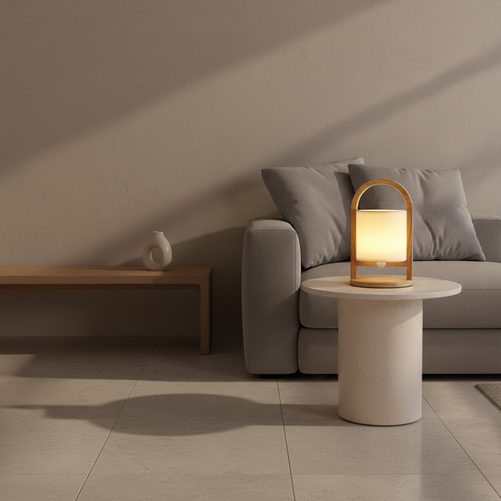 Cordless Dimmable Battery Table Lamp — Linen Shade Indoor Decorative