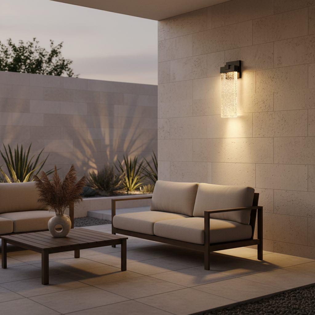 Crystal Bubble Glass Die-Cast Aluminium Outdoor Wall Lantern — Decorative