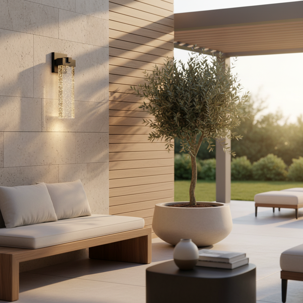Crystal Bubble Glass Die-Cast Aluminium Outdoor Wall Lantern — Decorative