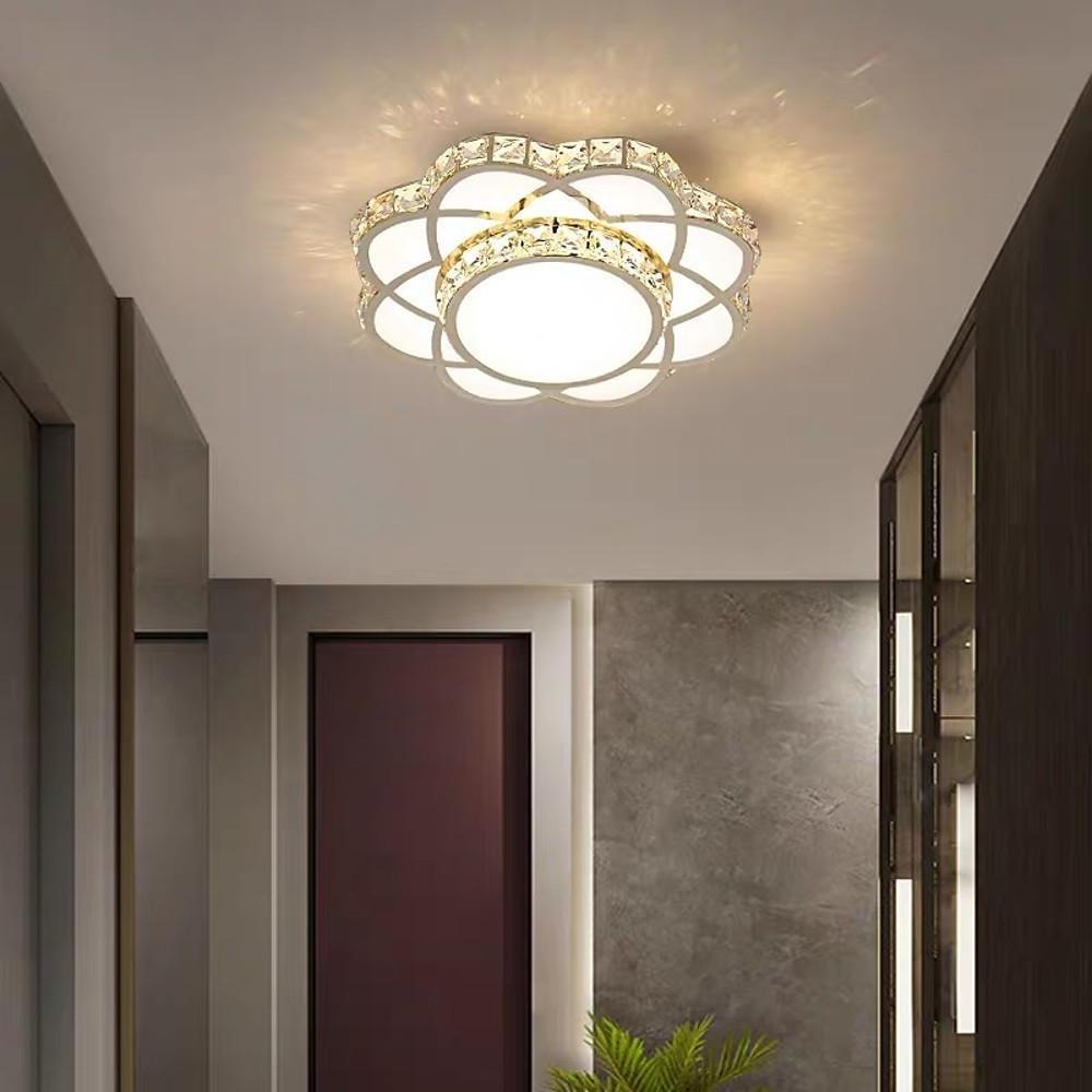 Crystal Electroplated Warm White LED Flush Mount Ceiling Light — Elegant