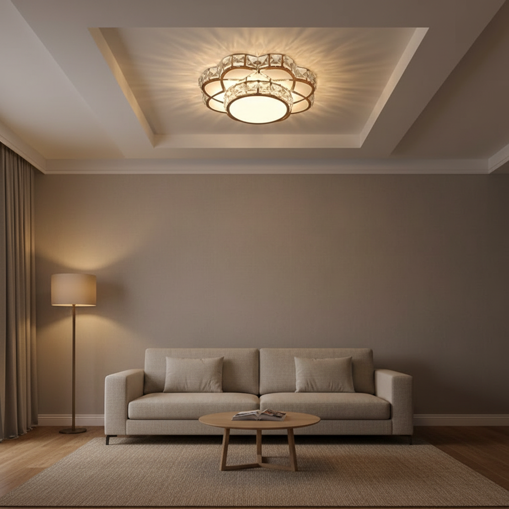 Crystal Electroplated Warm White LED Flush Mount Ceiling Light — Elegant