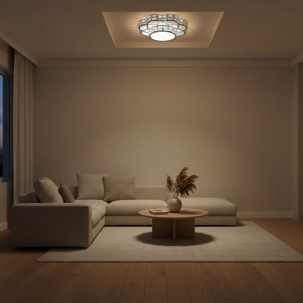 Crystal Electroplated Warm White LED Flush Mount Ceiling Light — Elegant