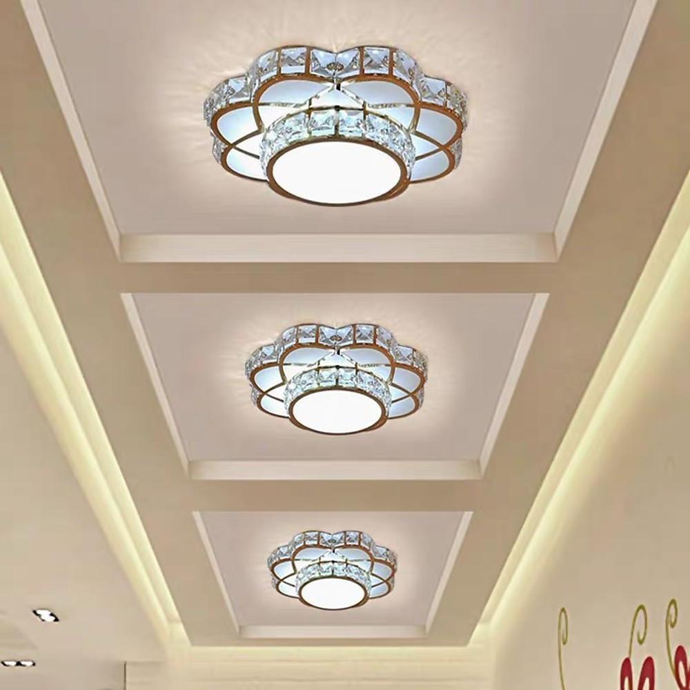 Crystal Electroplated Warm White LED Flush Mount Ceiling Light — Elegant