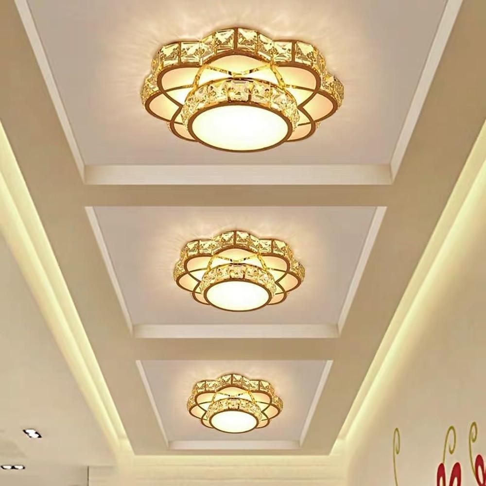 Crystal Electroplated Warm White LED Flush Mount Ceiling Light — Elegant