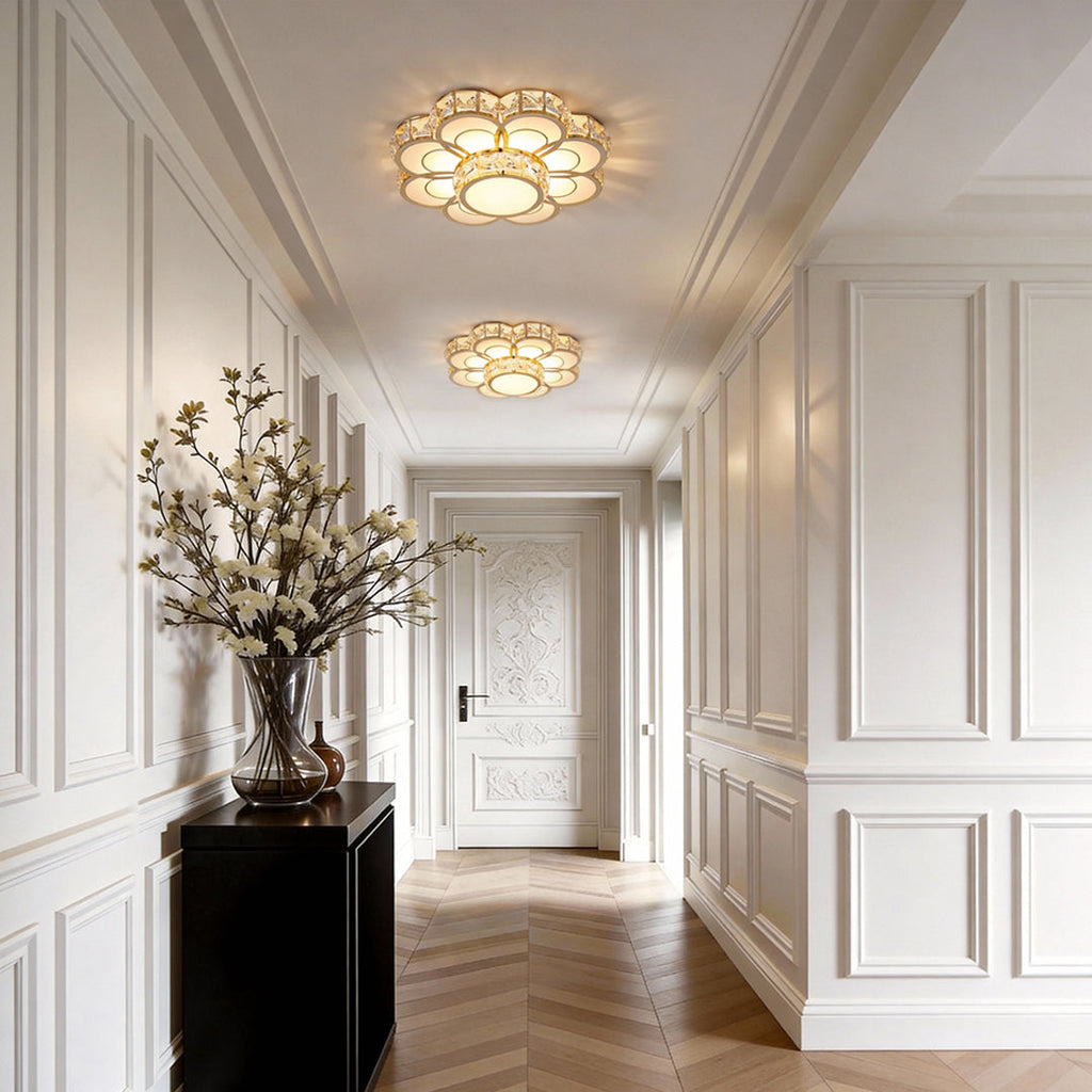 Crystal Electroplated Warm White LED Flush Mount Ceiling Light — Elegant